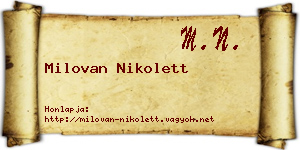 Milovan Nikolett névjegykártya